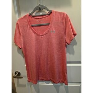 bubble gum pink medium women's Under Armour heatgear short sleeve athletic top